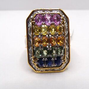 Gems en Vogue 3.56ctw Multi Pastel Sapphire Ring Size 7